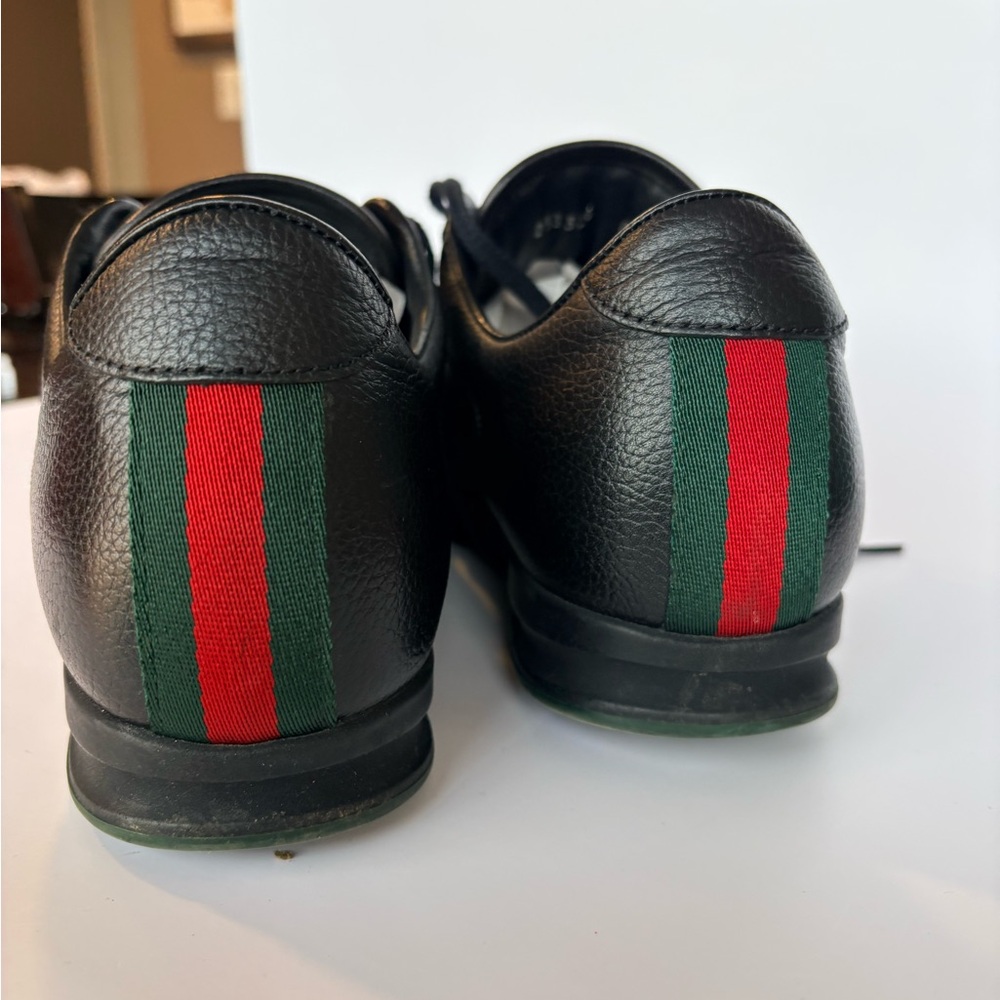 Gucci Black Leather Men's Sneakers men's size 10 - Picture 11 of 14